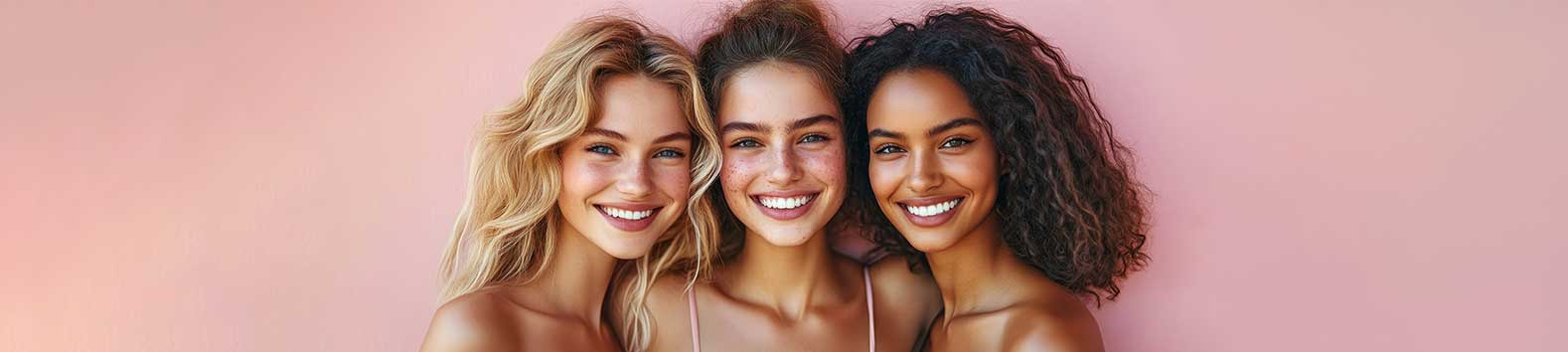 3 women with different skin types