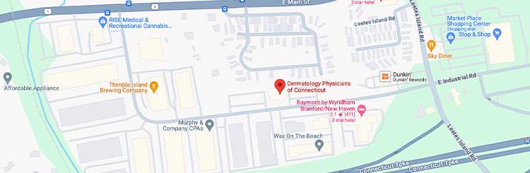 dermatologist branford CT map of location