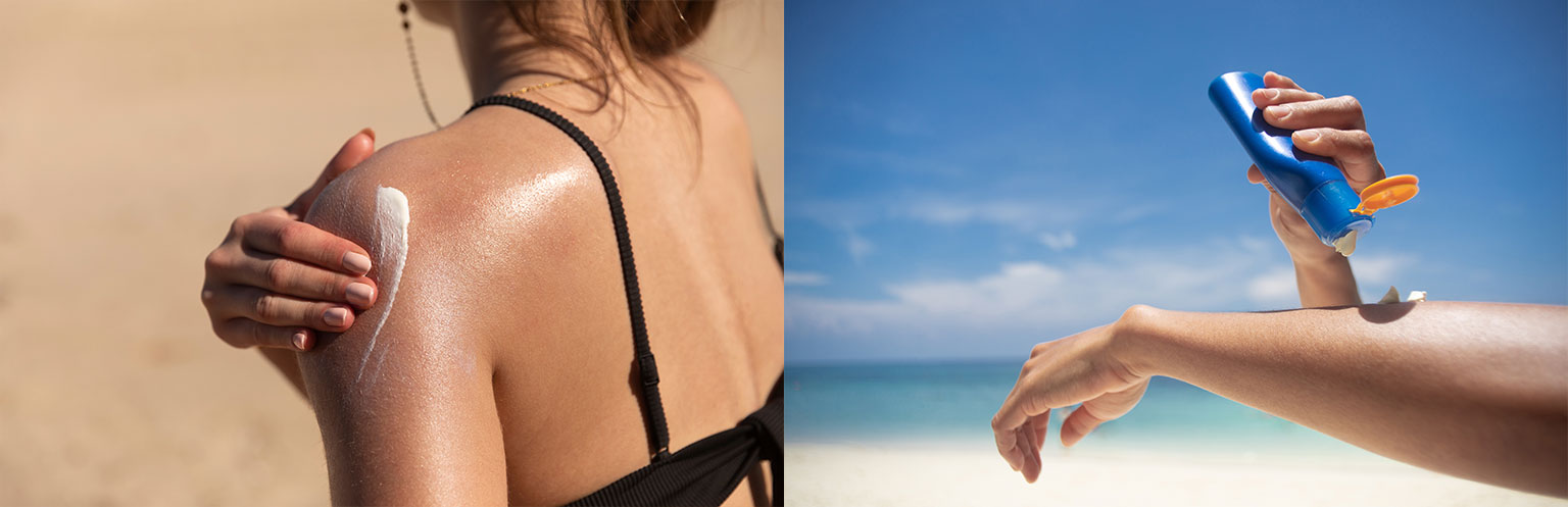 woman applying sunscreen on beach - what is SPF?